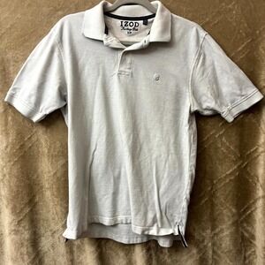 IZOD Heritage Polo Mens S/P White blue stich embroidered logo